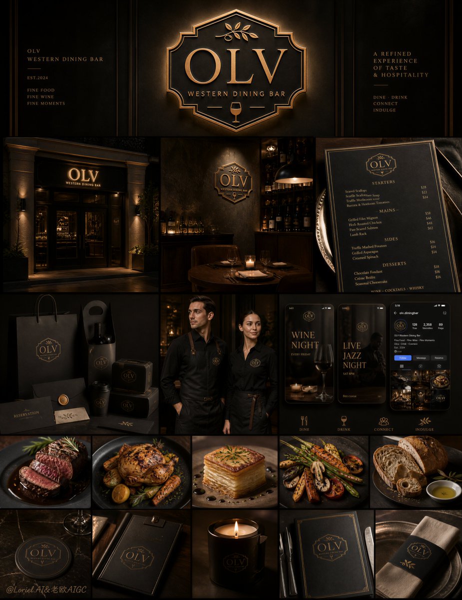 OLV Western Dining Bar Brand Identity Showcase Poster