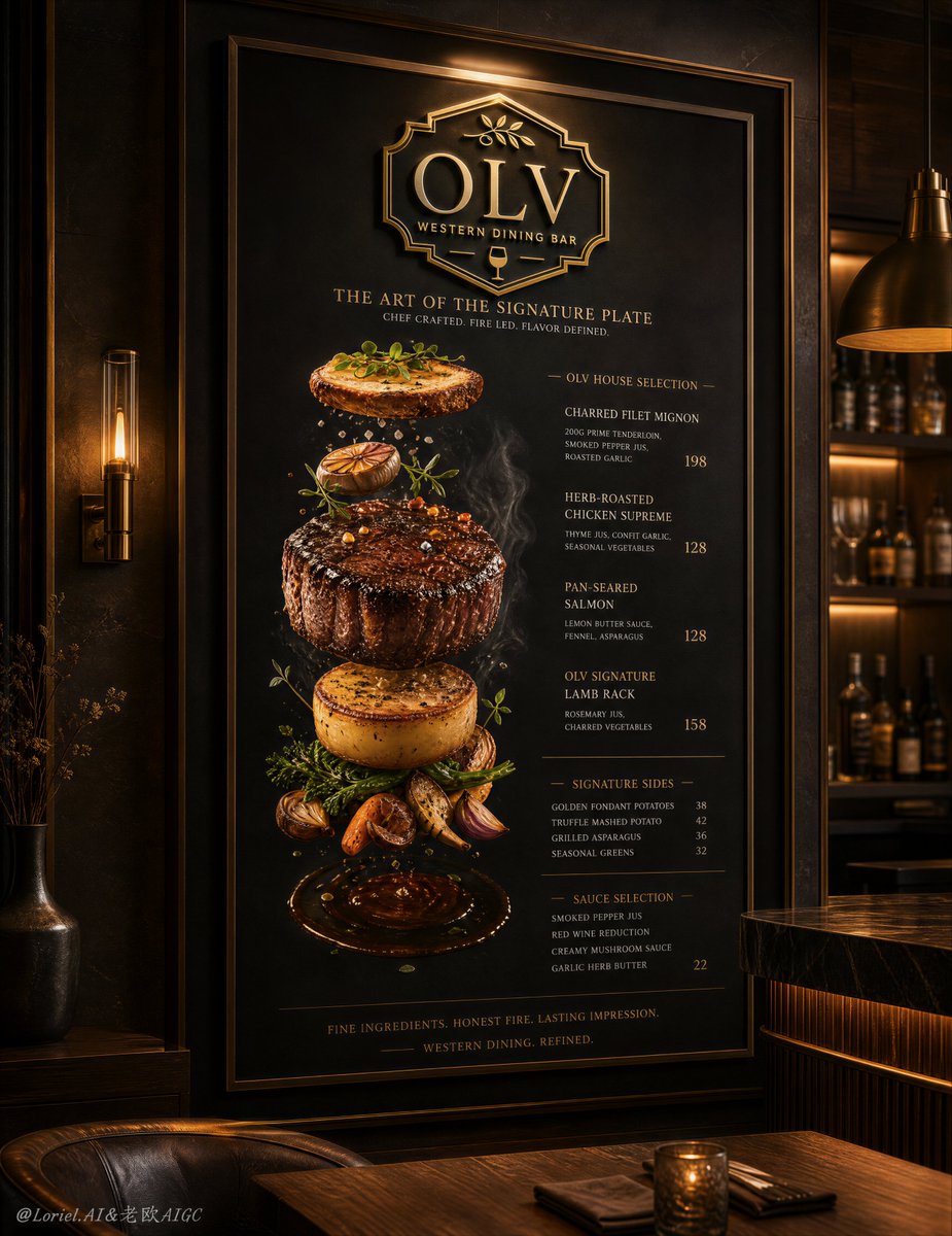 OLV Western Dining Bar Flagship In-Store Display Board Design