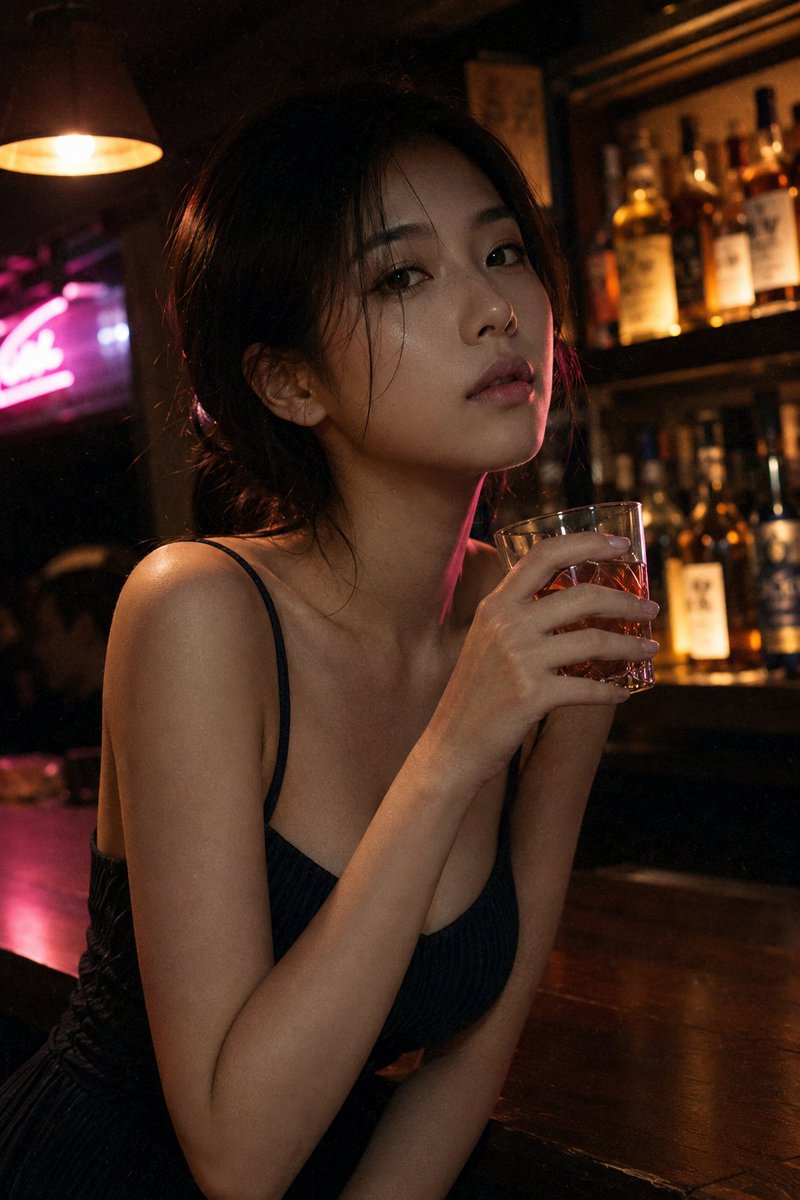 Quiet Moment in a Late-Night Bar