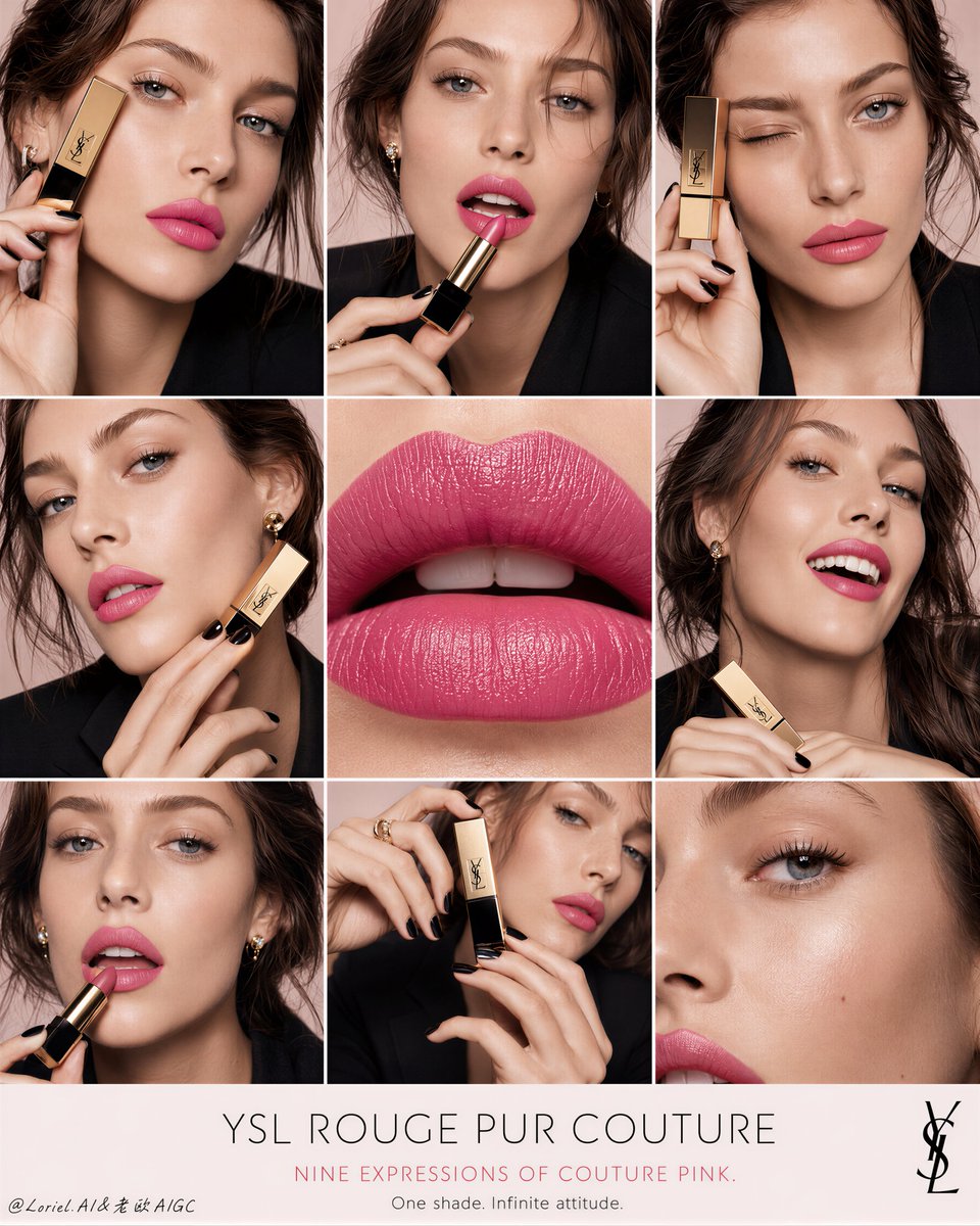 YSL Rouge Pur Couture Nine-Panel Couture Beauty Campaign