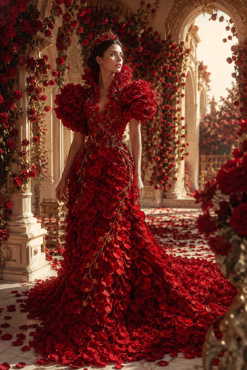 Red Rose Haute Couture Fashion Portrait