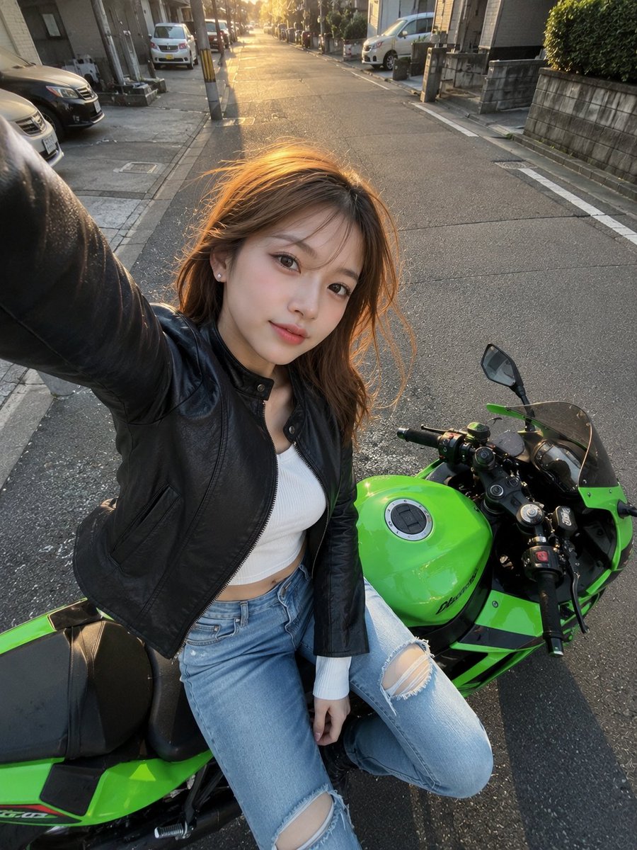 Motorcycle Selfie at Golden Hour