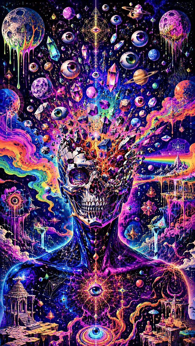 Fractured Consciousness: Psychedelic Cosmic Portrait