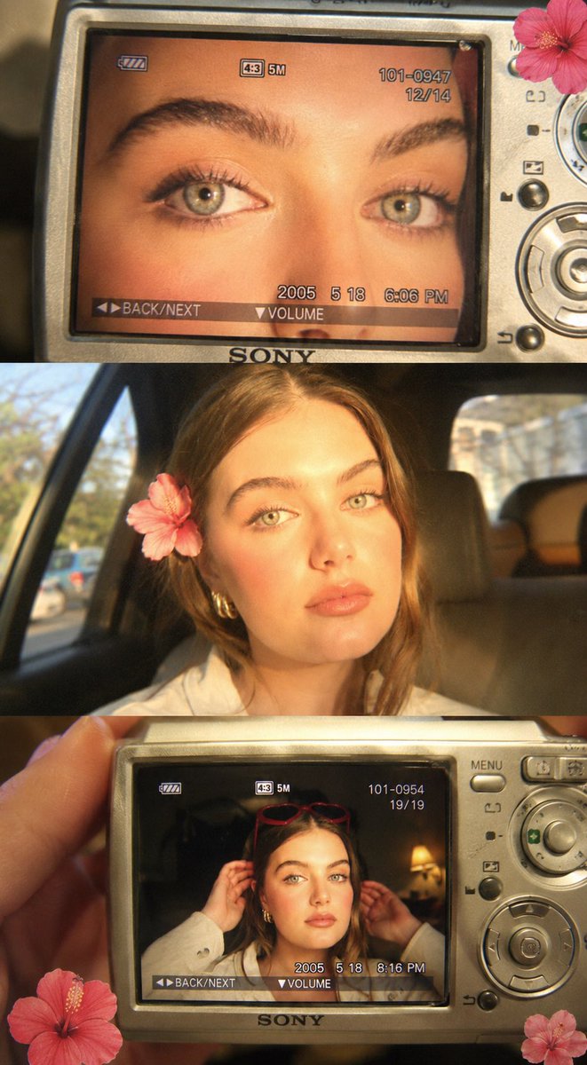 Early 2000s Digicam Style 3-Frame Collage Selfie