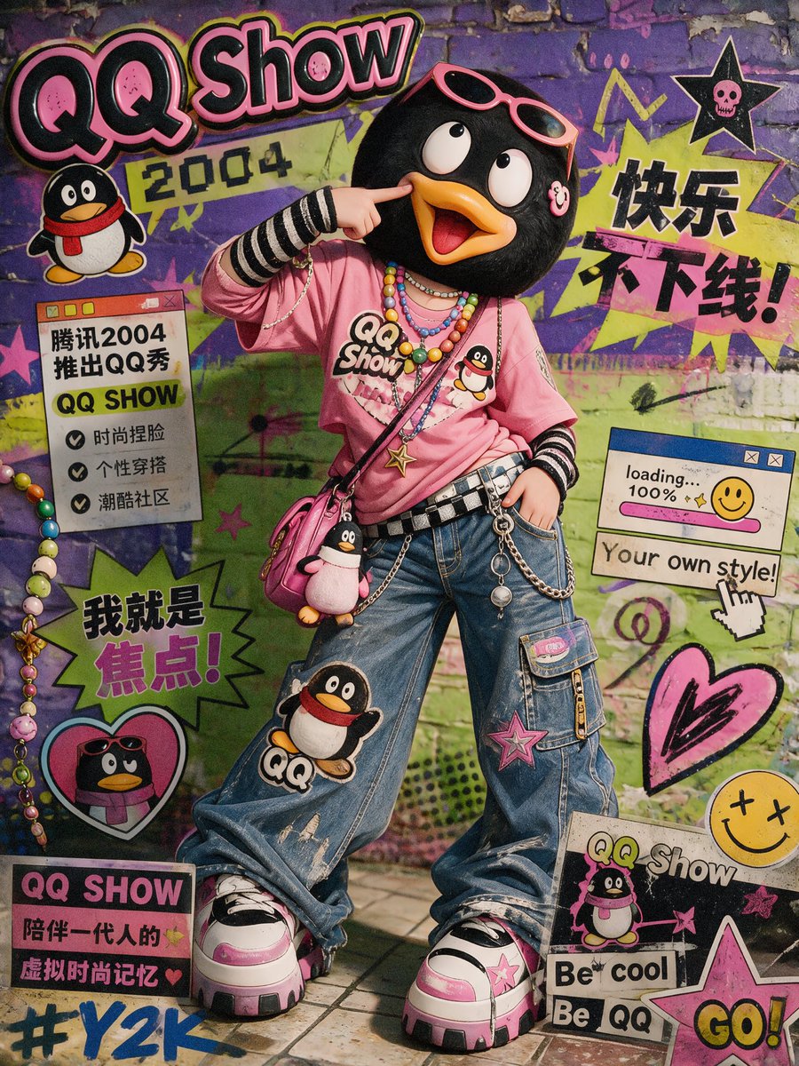 用AI复刻千禧年QQ秀的Y2K时尚美学