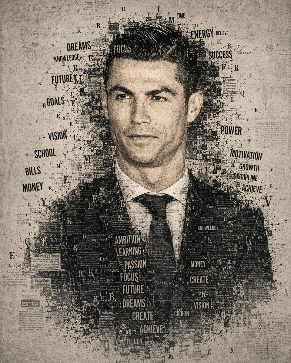 Typographic Portrait of a Football Legend