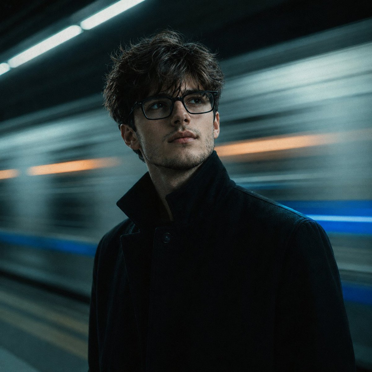 Melancholic Subway Station Portrait