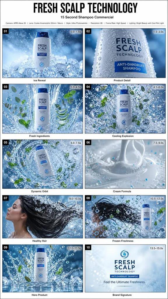 FRESH SCALP TECHNOLOGY Shampoo Commercial Storyboard