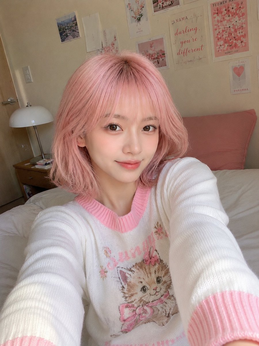 Ultra-Realistic Smartphone Selfie in Korean Bedroom