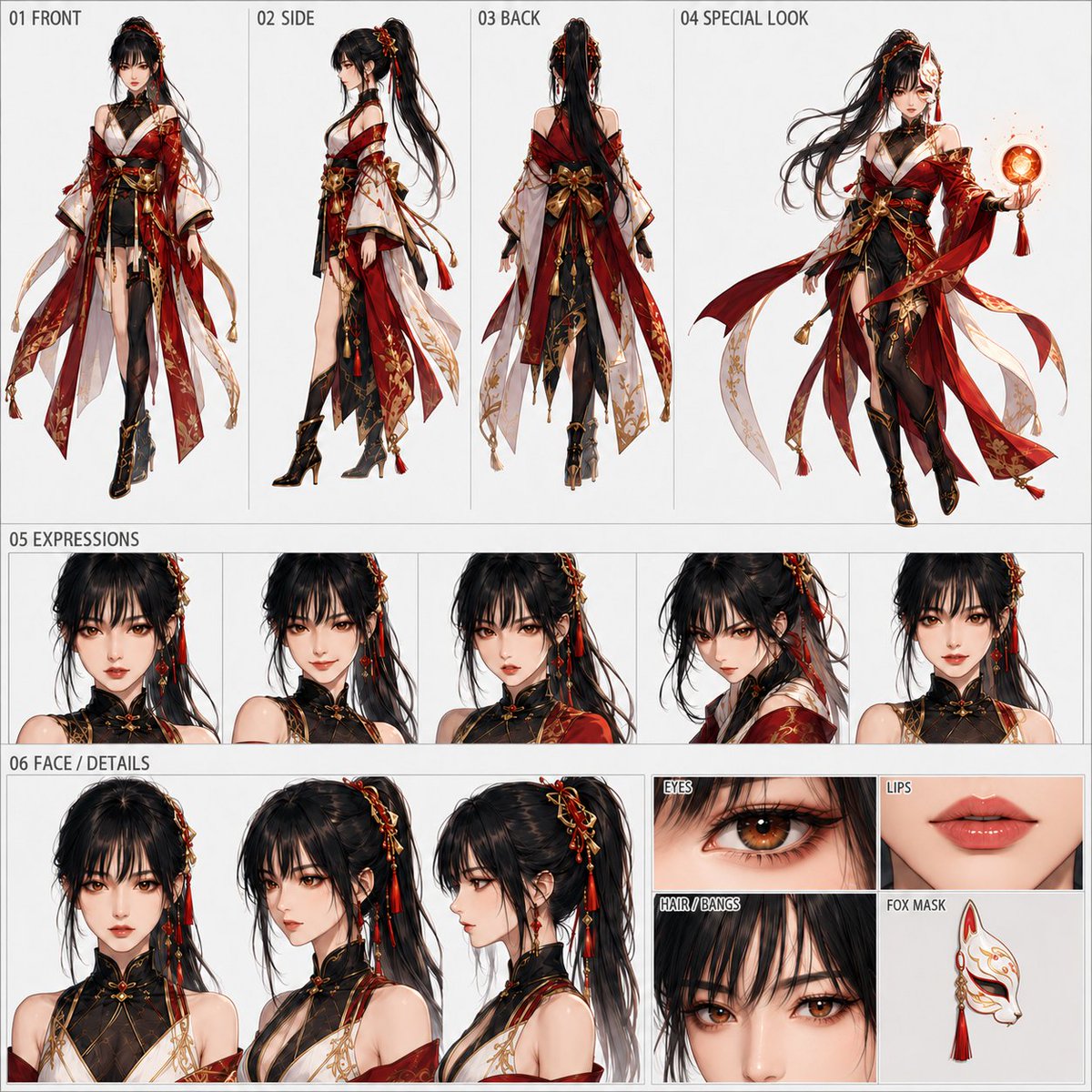 Japanese Fantasy Vigilante Princess Character Sheet