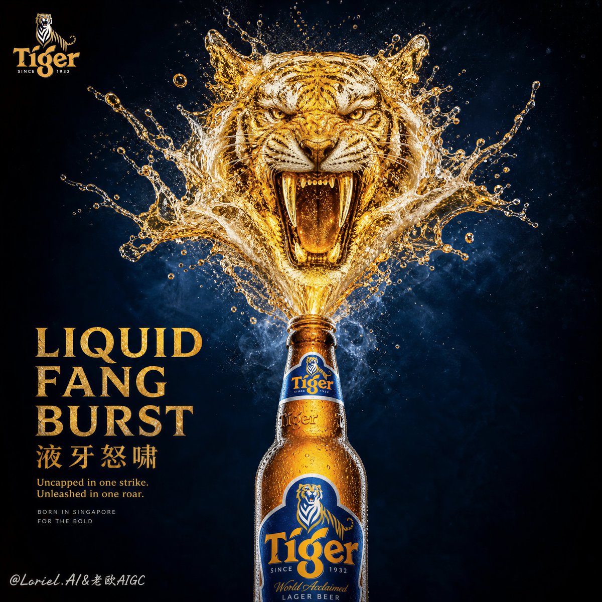 液牙怒啸：虎牌啤酒超高端海报