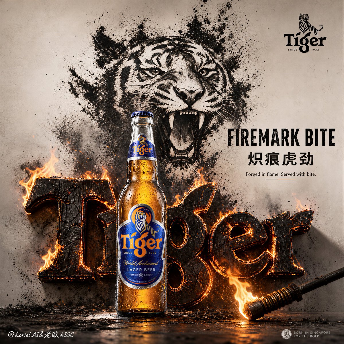 FIREMARK BITE: Tiger Beer Flame Poster