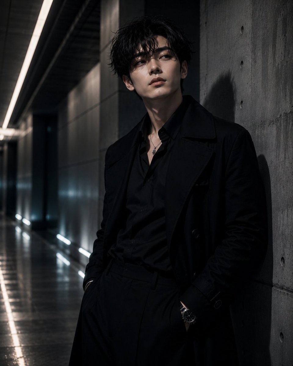 Fashion Noir Portrait in Underground Corridor