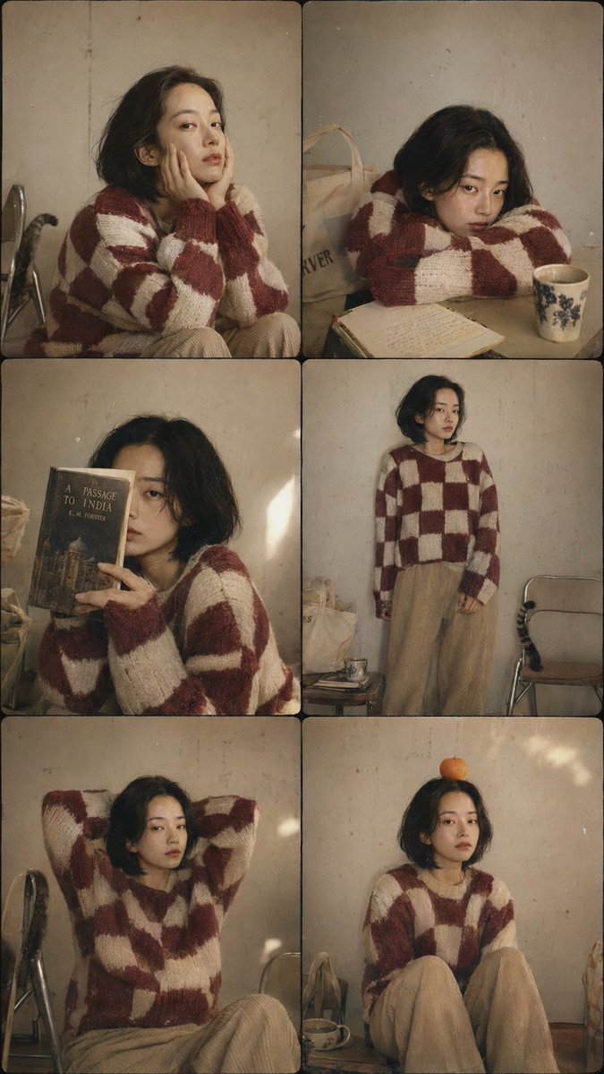 Disposable Camera Aesthetic: 6-Panel Collage Portrait