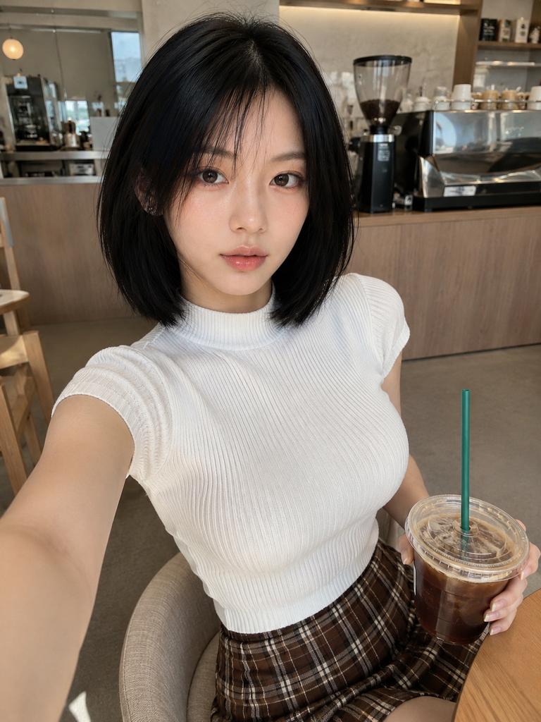 东亚女性超逼真智能手机自拍照