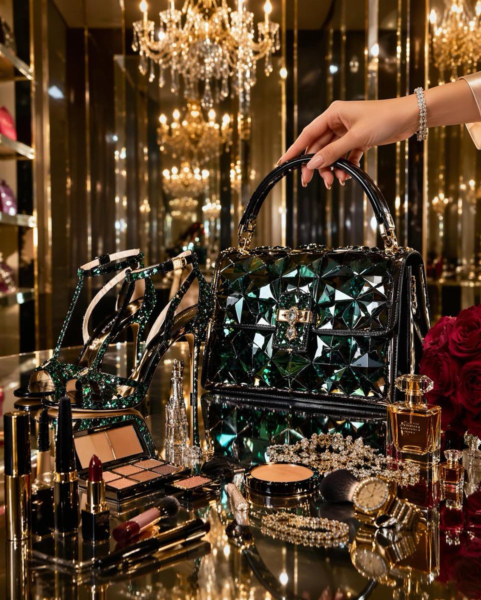Luxury Crystal Handbag & Beauty Fashion Ad