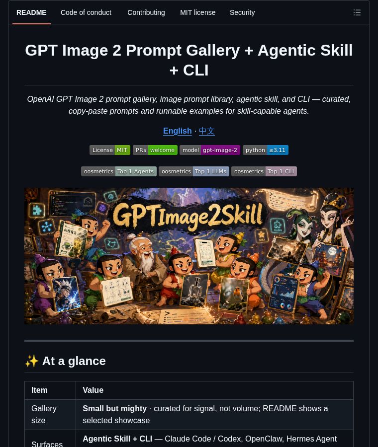 GPT Image 2 Skill: Curated Prompt Gallery & CLI