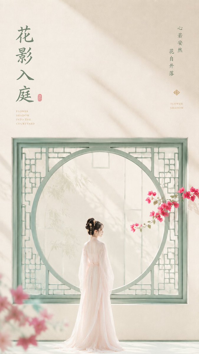 花影入庭:东方禅意极简壁纸