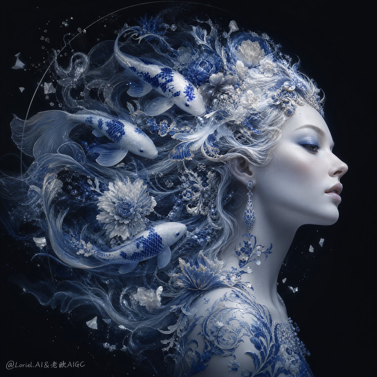 青花瓷海妖：极致精致的奇幻美术肖像