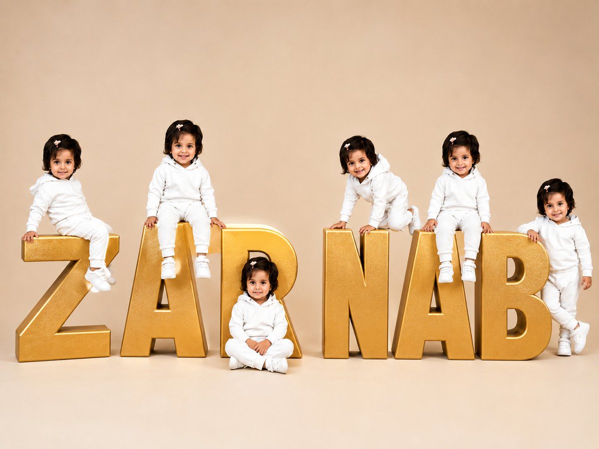 Luxury Fashion Child Photography: ZAR NAB Gold Letters Interaction