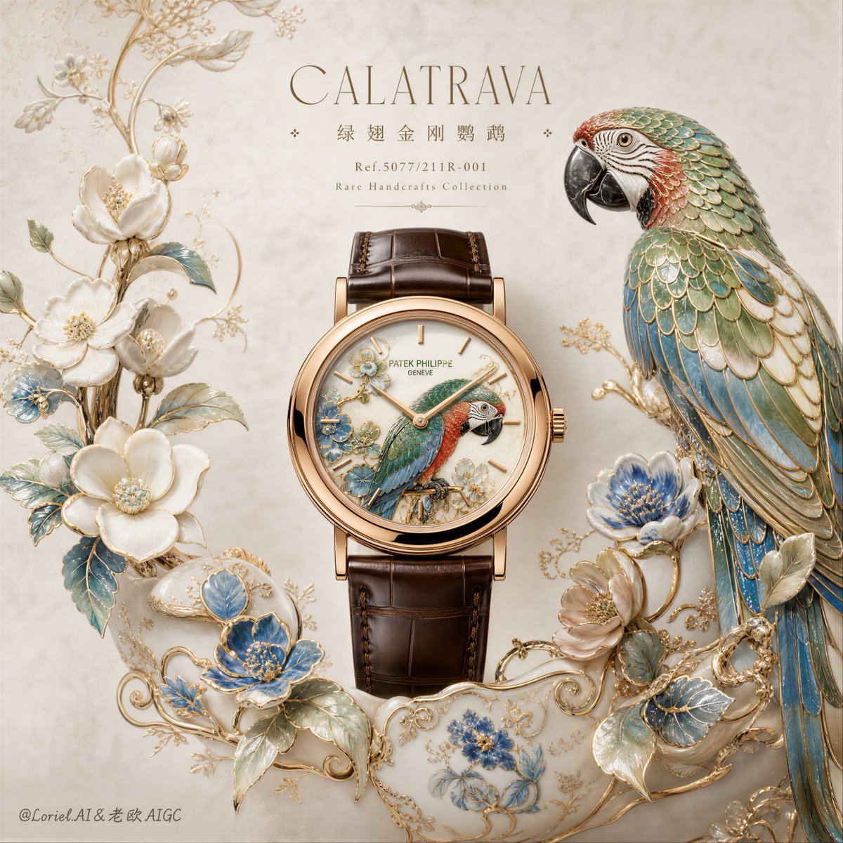 Patek Philippe Calatrava Green-winged Macaw Porcelain Aviary Edition Campaign Poster