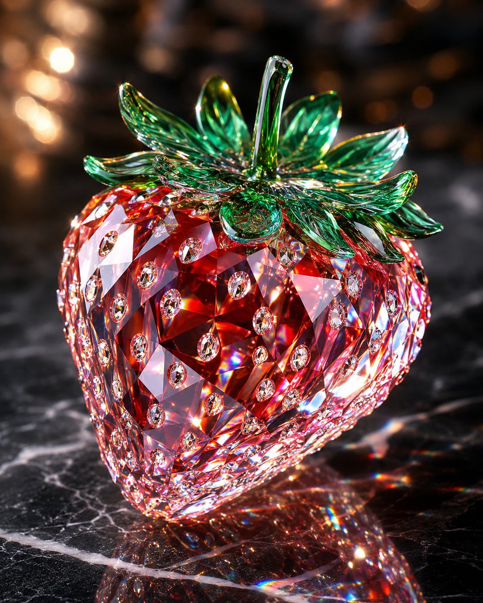 Crystal Strawberry: Luxurious Jewelry Macro Photography