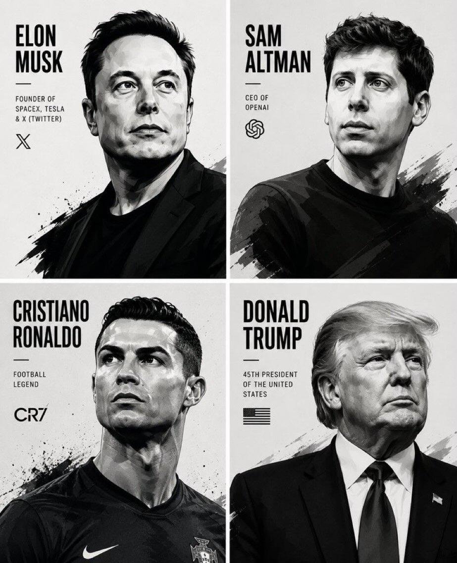 2×2 Editorial Portrait Collage of Four Global Personalities