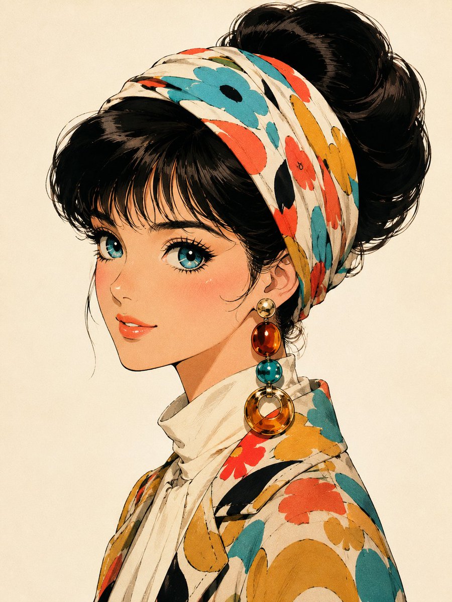 复古少女动漫肖像