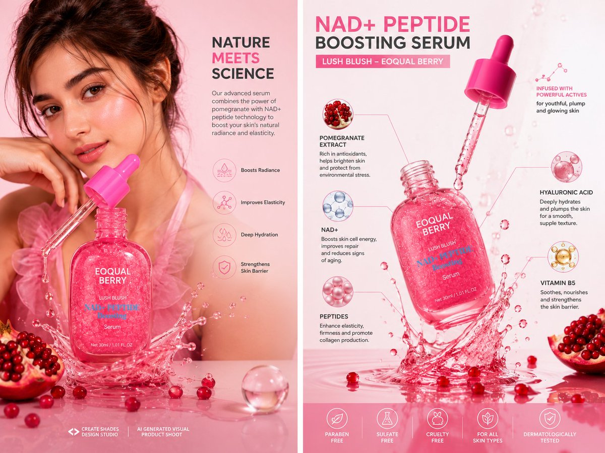 Ultra-Realistic Premium Skincare Ad: Pomegranate Serum