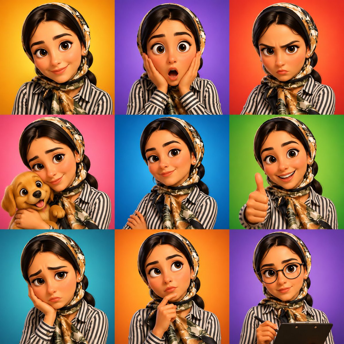3D Cartoon Avatar Emotion Grid