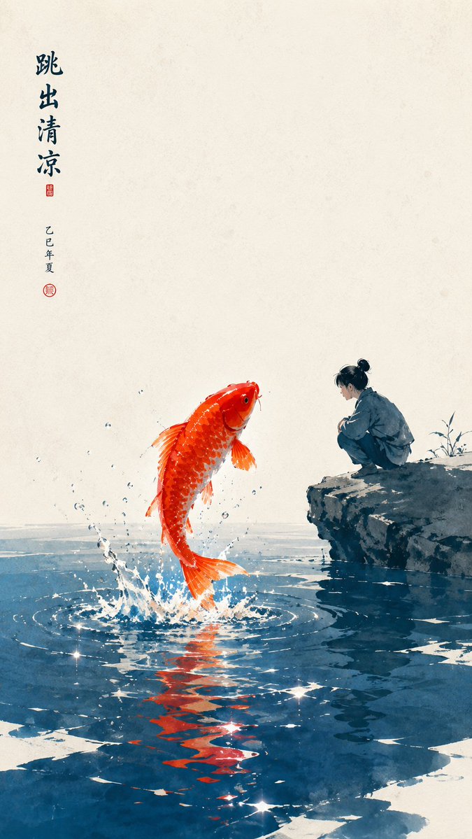 跳出清凉:东方禅意极简插画