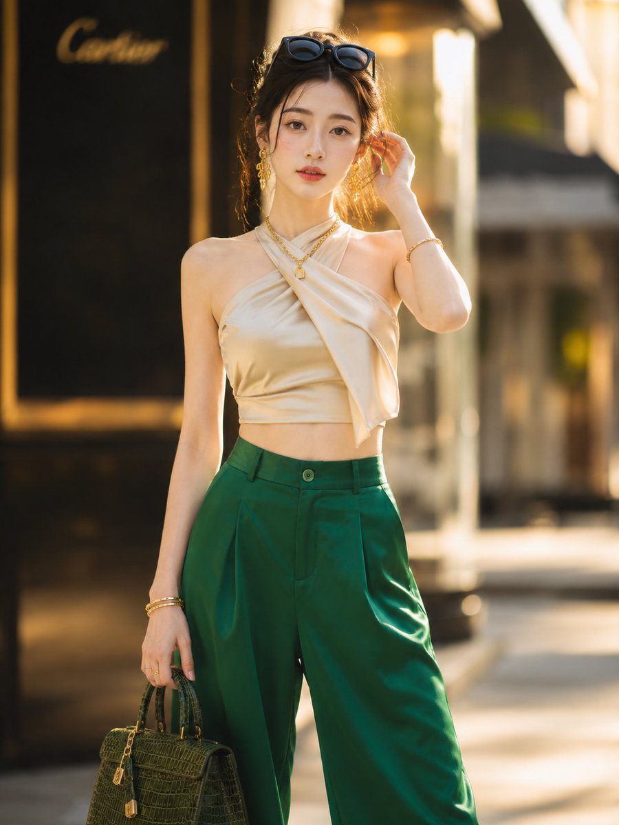 Luxury Street Style: Korean Actress in Golden Hour