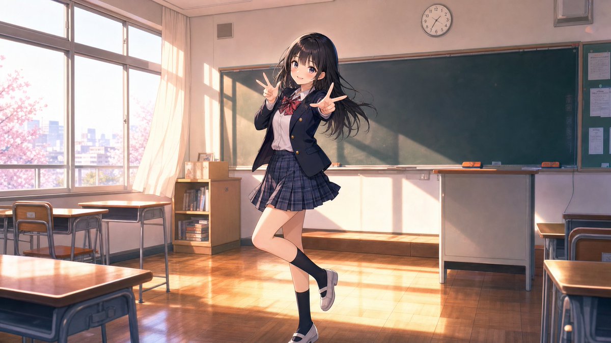 Shy High School Girl Idol-Style Anime Illustration