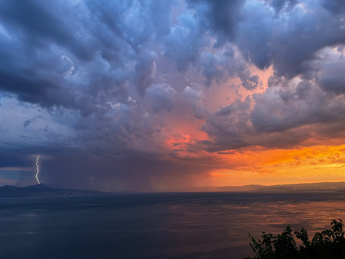 Thunderstorm over Lake Geneva at Sunset