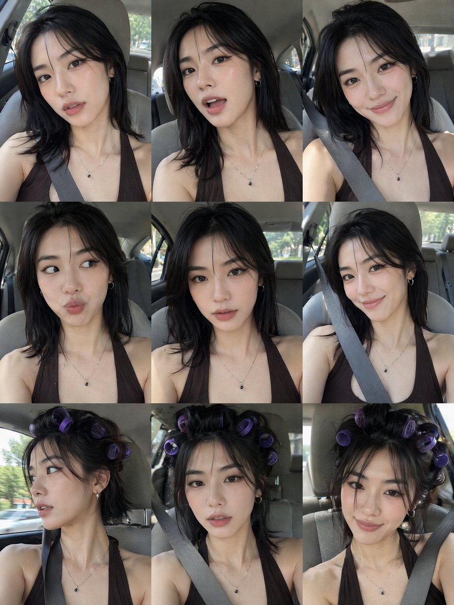 东亚女性车内自拍写真