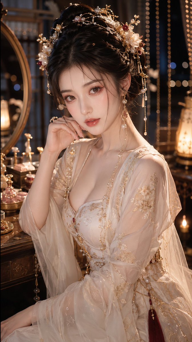 Ancient-Style Makeup: Red Tea Rose Look