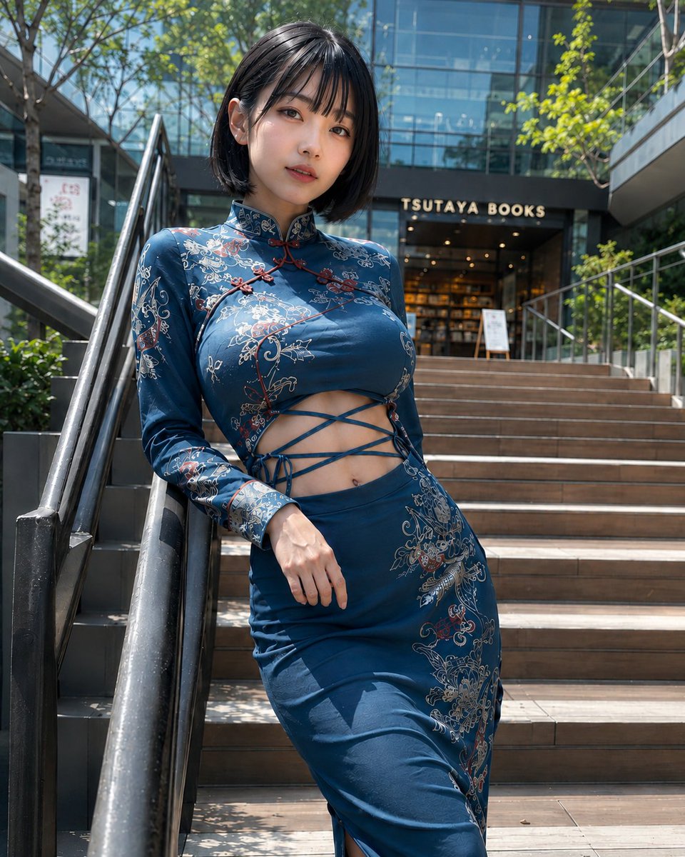 现代改良旗袍女性肖像