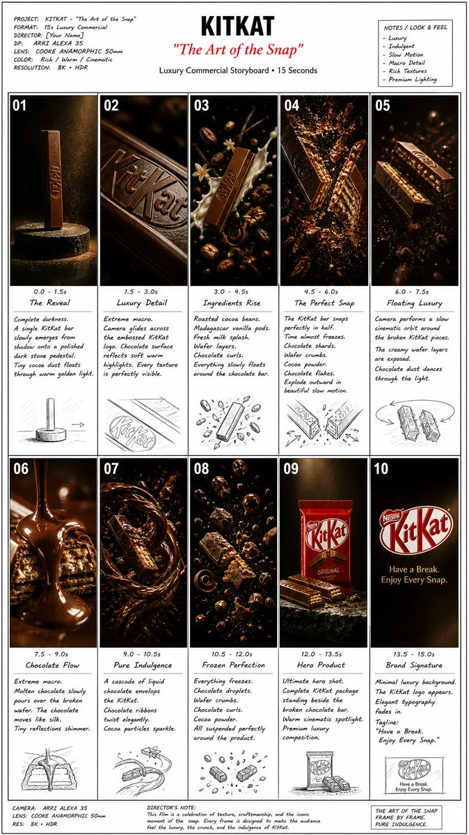 KITKAT "The Art of the Snap" Luxury Commercial Storyboard