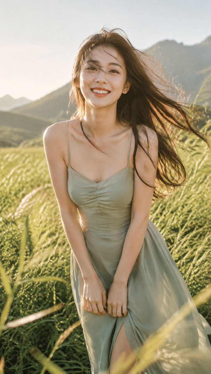 Summer Meadow Portrait: East Asian Woman