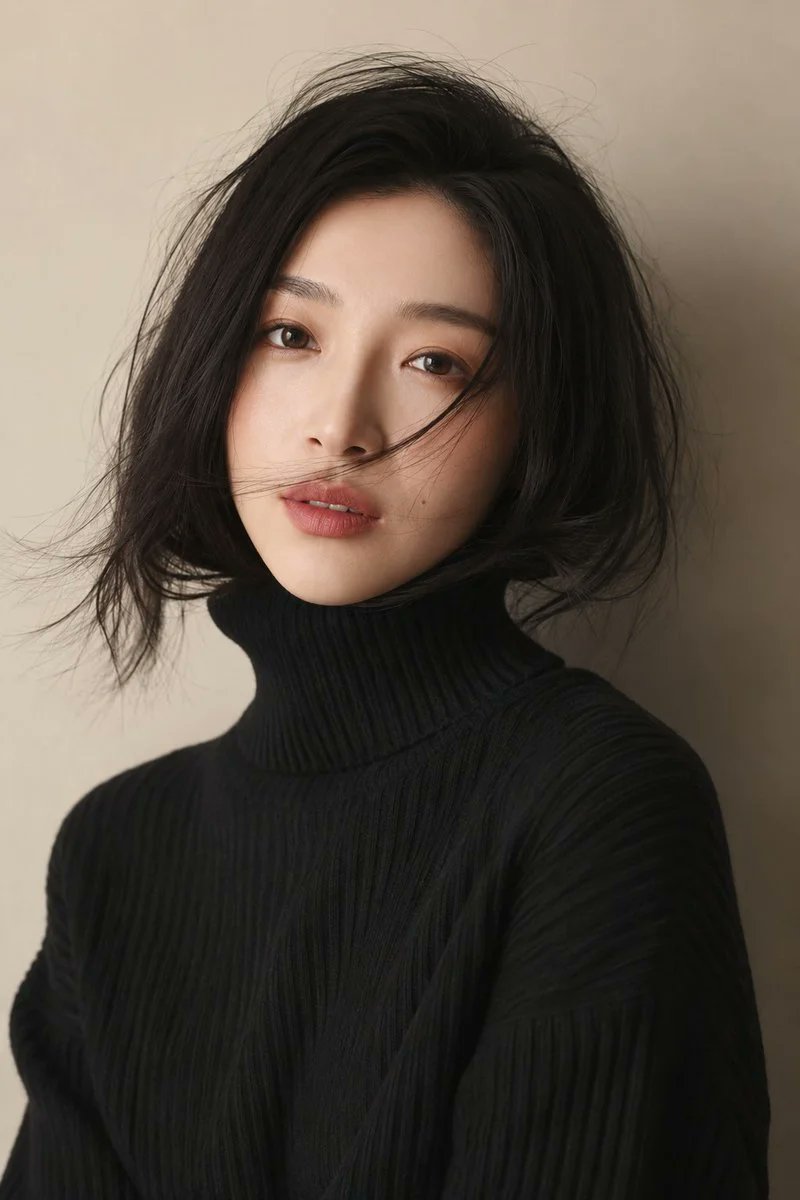 Soft Minimalist East Asian Woman Fashion Portrait