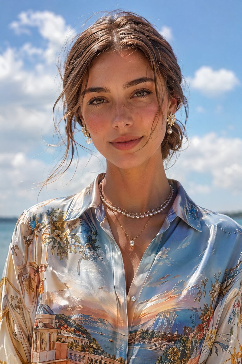 Ultra-Realistic Luxury Fashion Portrait: Natural Beauty in Summer
