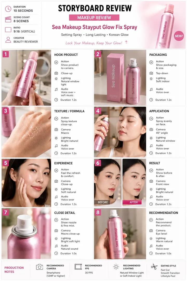 AI-Generated Storyboard for Beauty Product Review