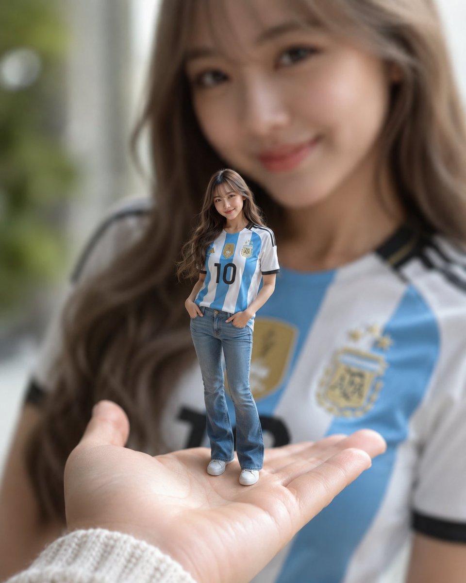 Hyperrealistic Portrait of a Miniature Woman on a Palm